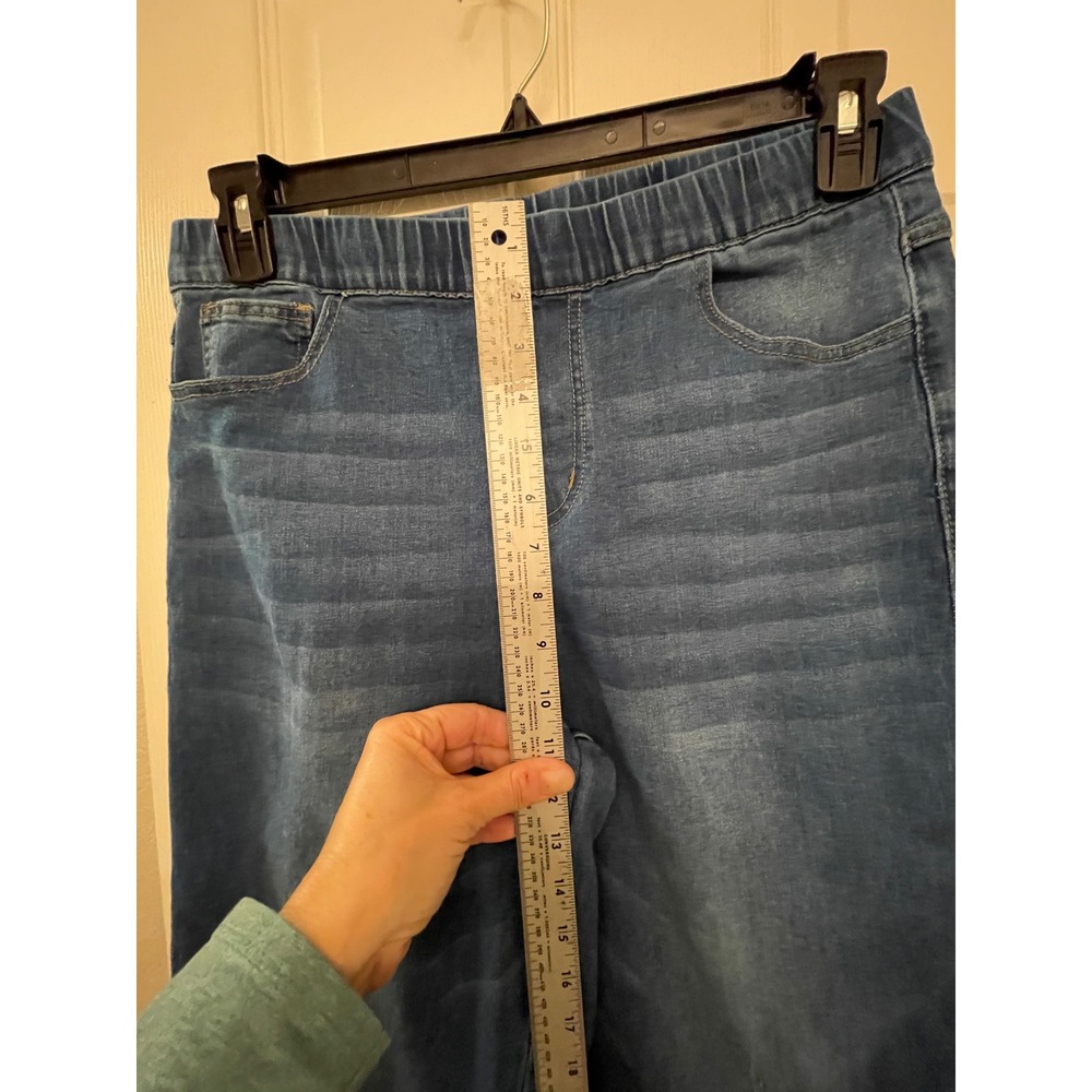 Women Blue‎ Wide Leg Pull On Denim Jeans Elastic Waist Front Seam Detail Medium - Picture 6 of 16